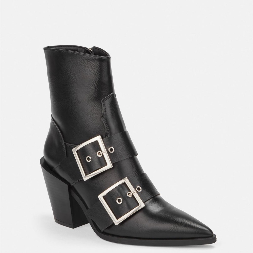 Misguided Black Buckle Boots